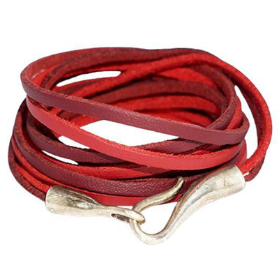 Brazalete enrollable rojo 93cm plateado