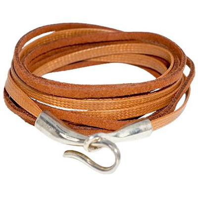 Brazalete enrollable café claro 98cm plateado