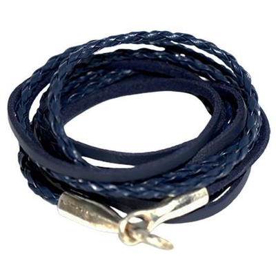 Brazalete enrollable azul 93cm plateado